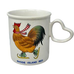 Rhode Island Red Mug Heart Handle Warwick National Precision Championships 1989
